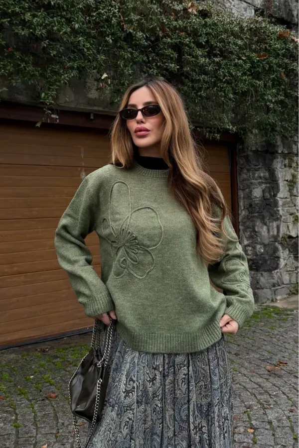 Light Green Strappy Sweater - 251085