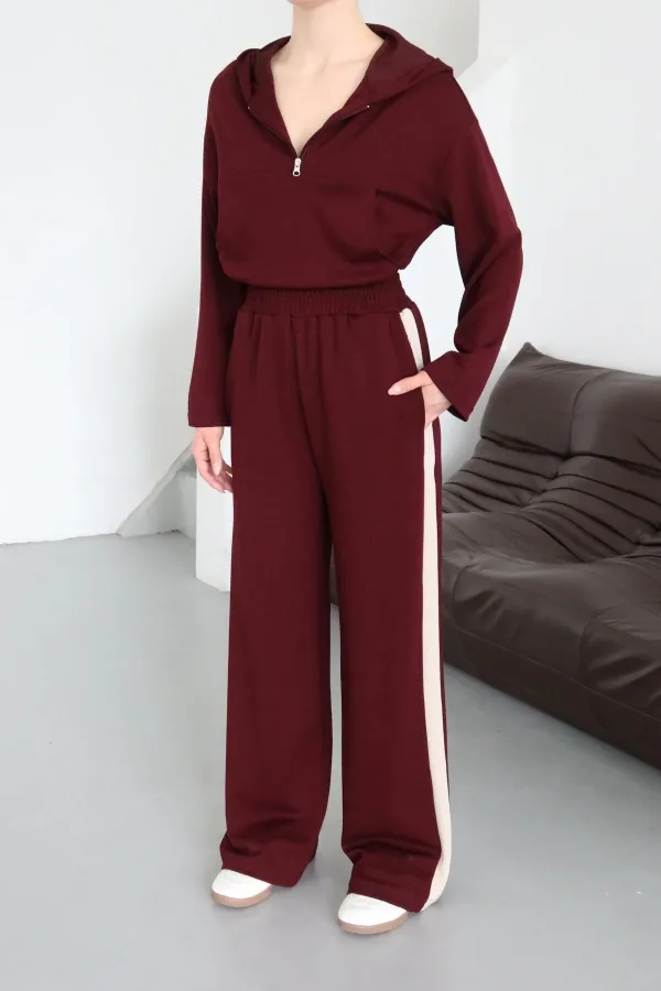 Ensemble bordeaux à capuche et garniture - 8569