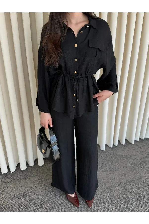 Siyah Gömlek Pantolon Takım - 51311