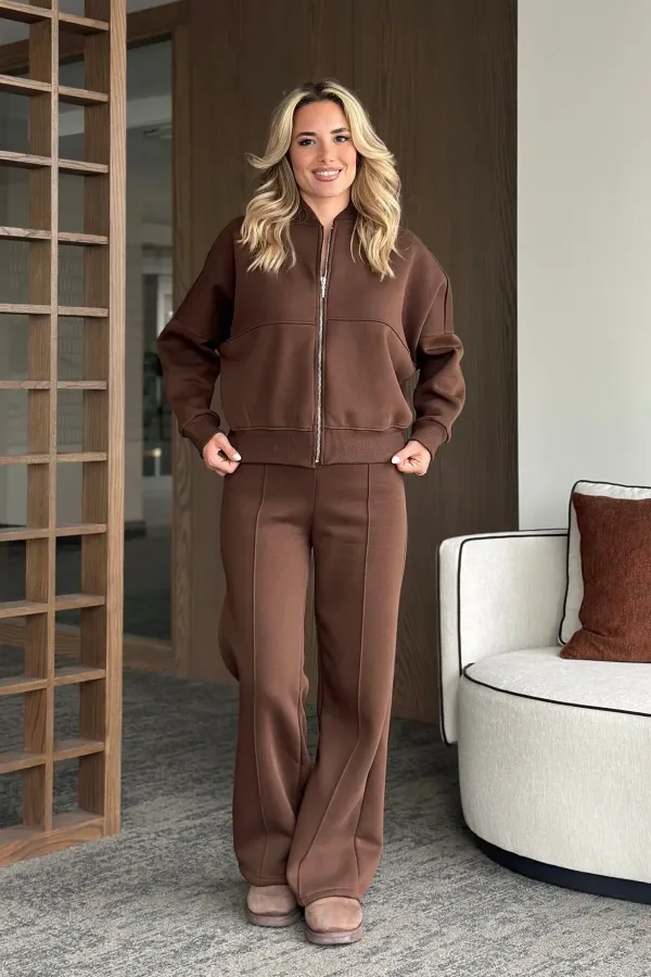 Brown Nora Tracksuit Set - 8001