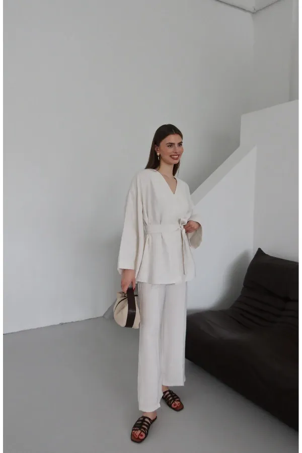 Natural Tie-Up Kimono Set Natural Tie-Up Kimono Set