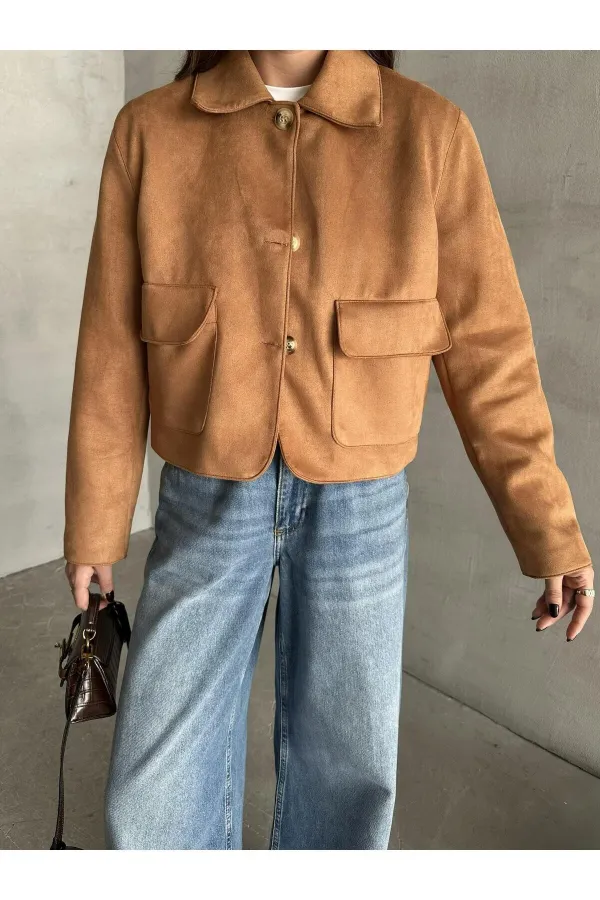Tan Zelda Suede Short Jacket