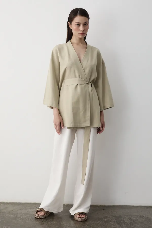 Mint Iç Kemerli Fakir Kol Kimono - 5383