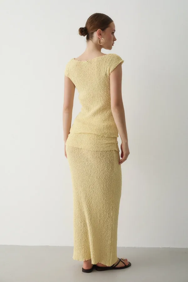 Ensemble deux pièces jaune drapé - 7257