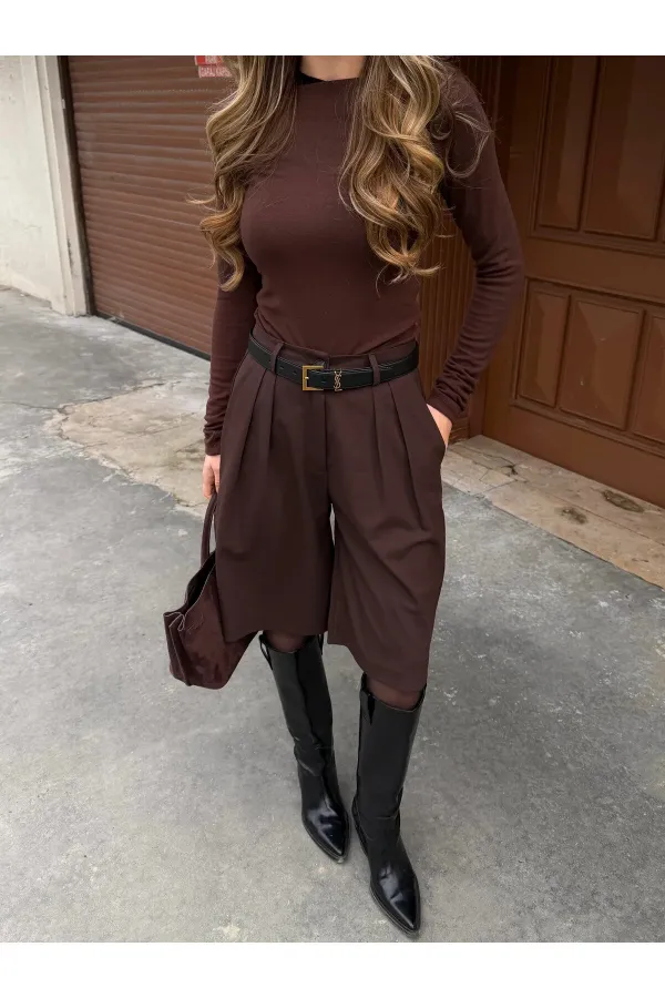 Kahverengi Bermuda Şort - 40589