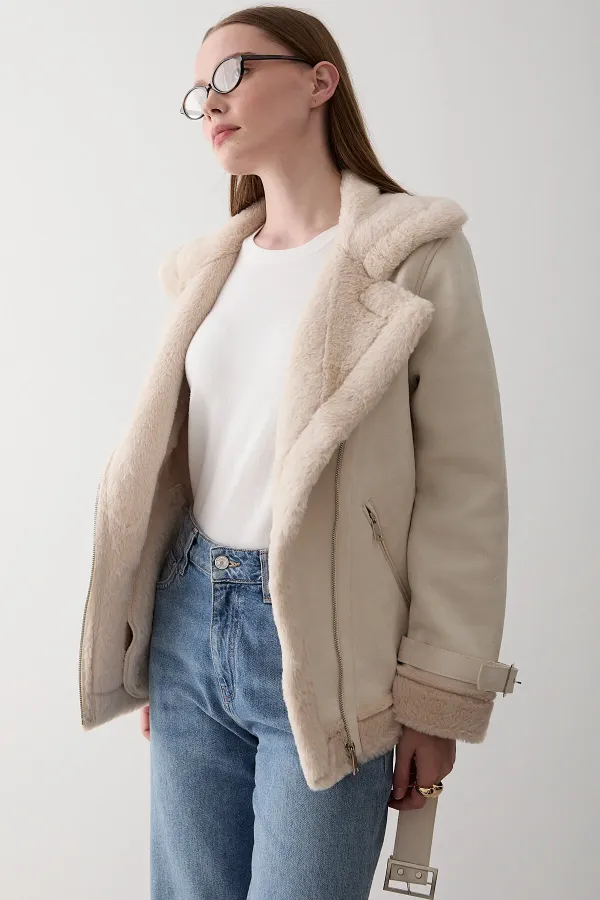 Off-white fur-lined coat Off-white fur-lined coat