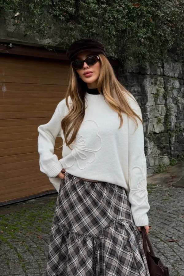 Krem Süzeneli Kazak - 251085