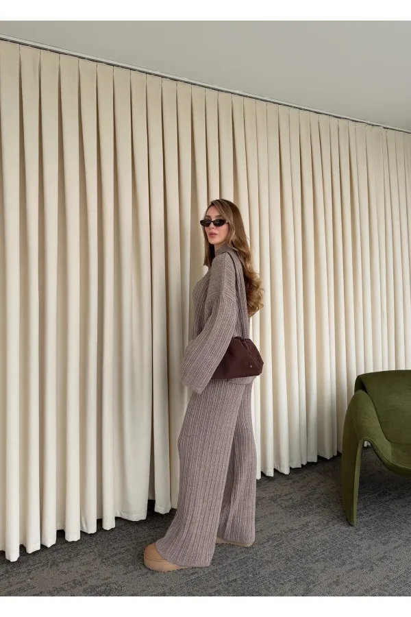 Ensemble pull en maille vison - 98078