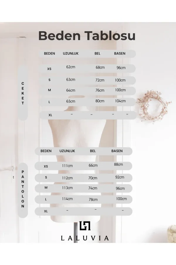 Kahverengi Balon Kol Düğmeli Ceket Pantolon Takım - 0440