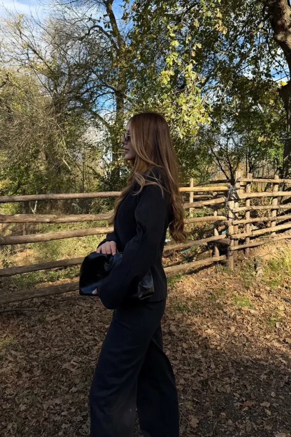 Siyah Tek Düğmeli Ceket Pantolon Takım - 9480