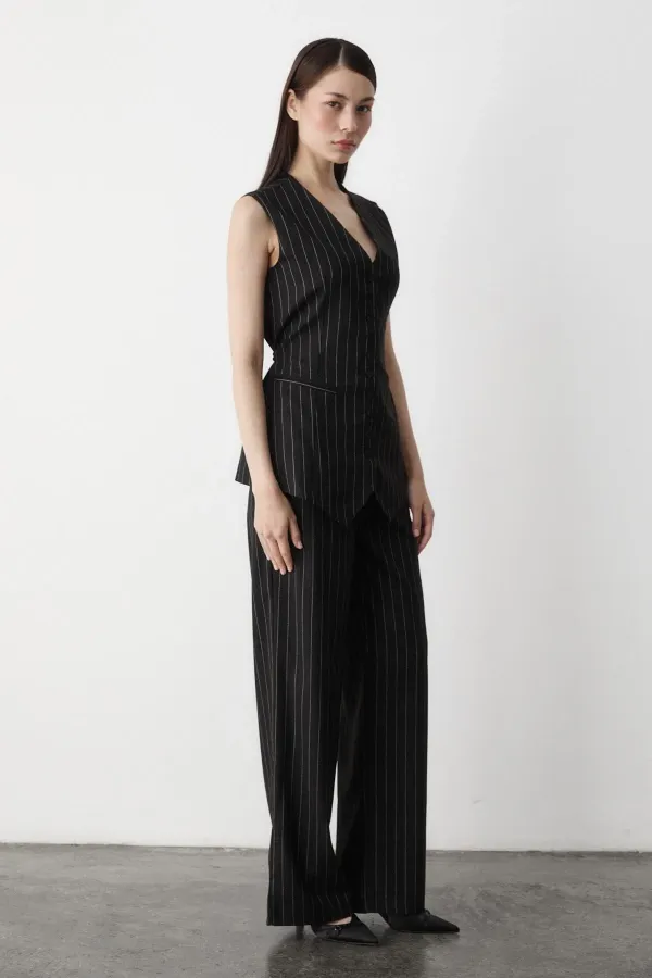 Black Multi-Button Striped Premium Suit Black Multi-Button Striped Premium Suit
