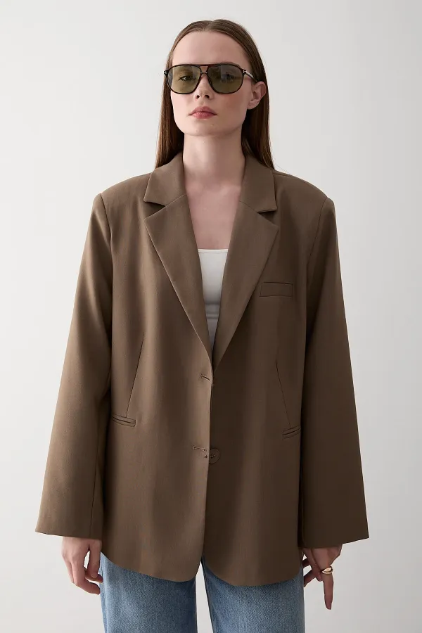Khaki Blazer Jacket - 7619 Khaki Blazer Jacket - 7619