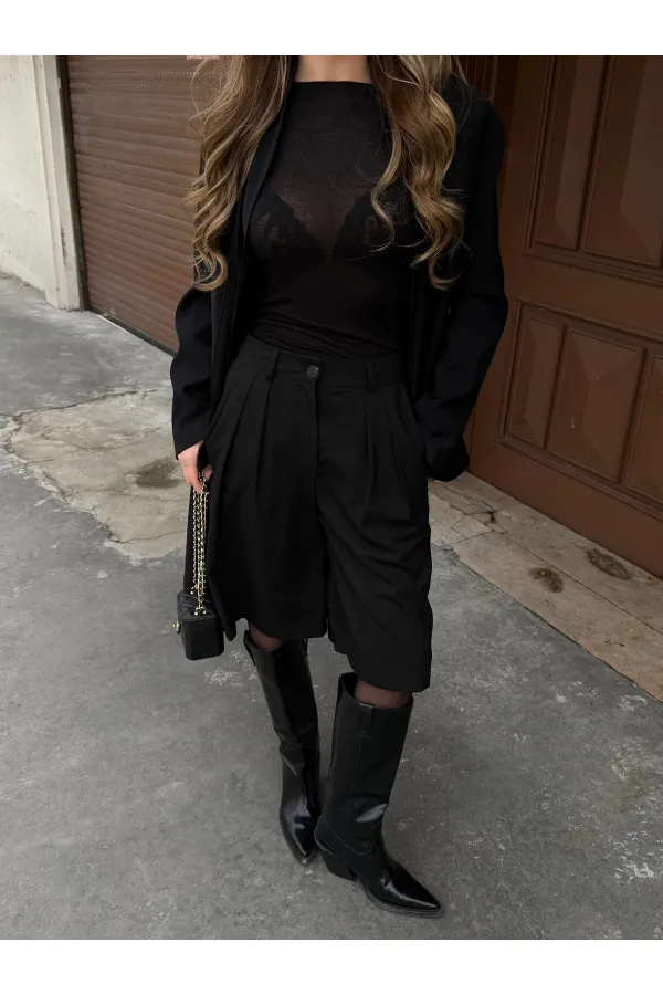 Siyah Bermuda Şort - 40589