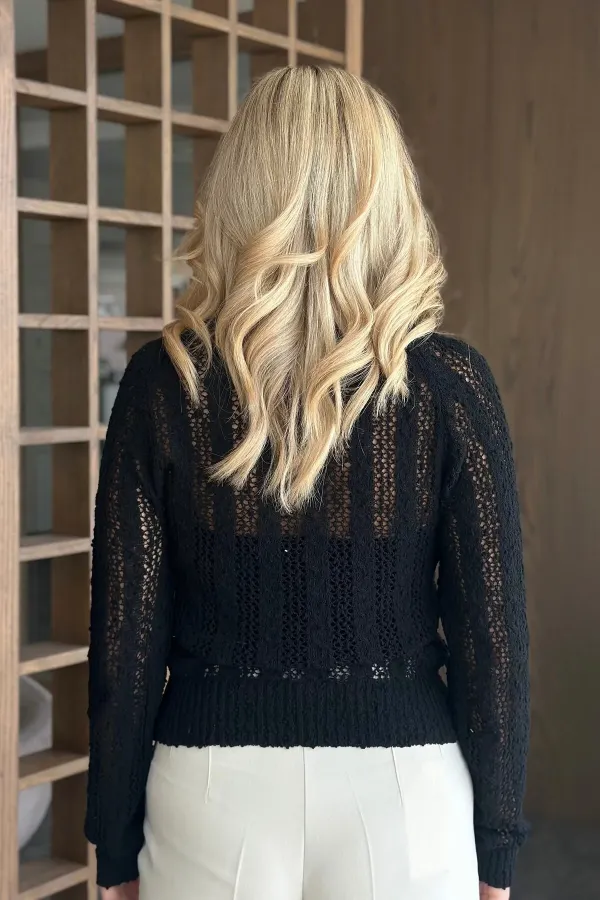 Chemisier noir en maille - 4413