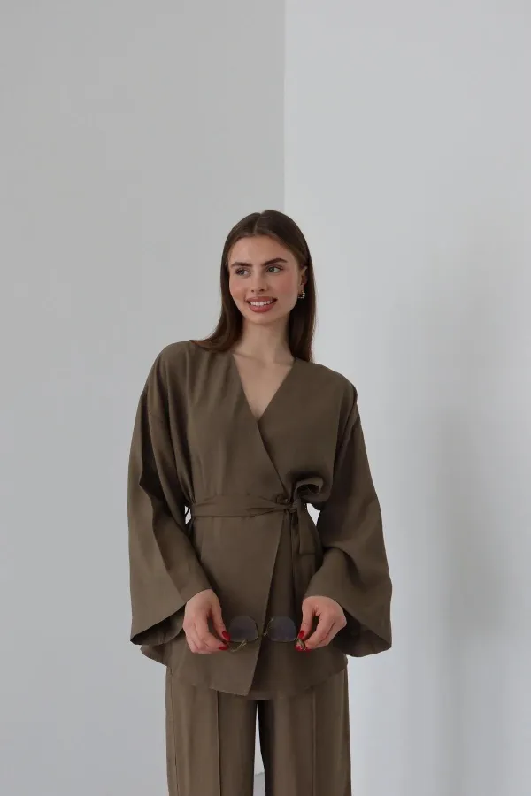 Brown Tie-Up Kimono Set Brown Tie-Up Kimono Set