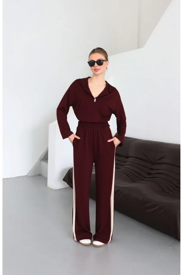 Ensemble bordeaux à capuche et garniture - 8569