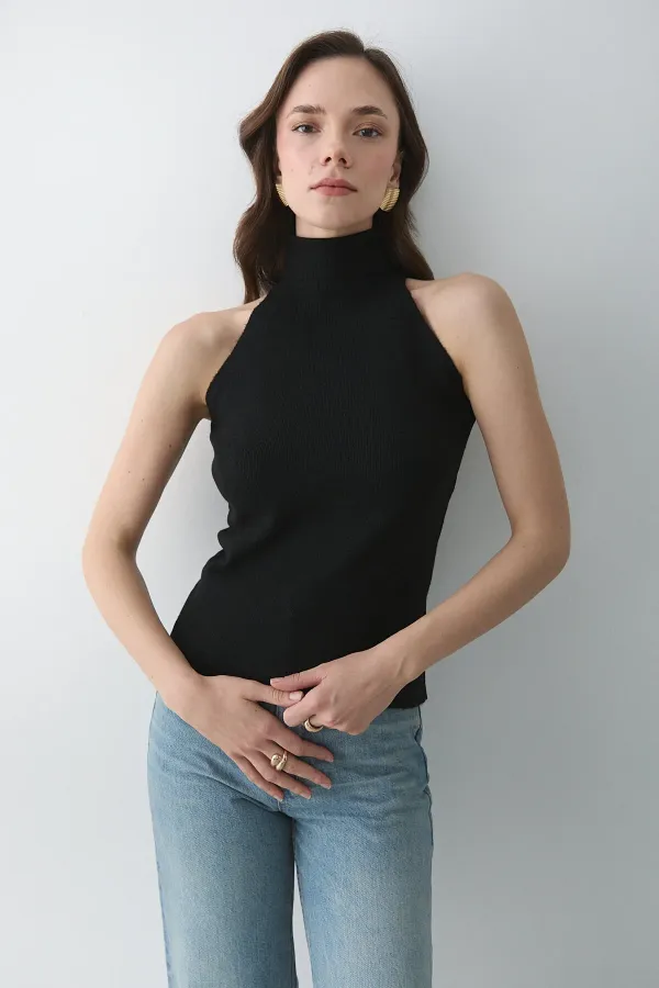 Débardeur noir à col roulé - 251004