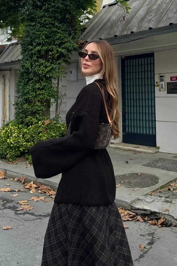 Dark Brown 100% Cotton Belted Knit Cardigan - 4627 Dark Brown 100% Cotton Belted Knit Cardigan - 4627