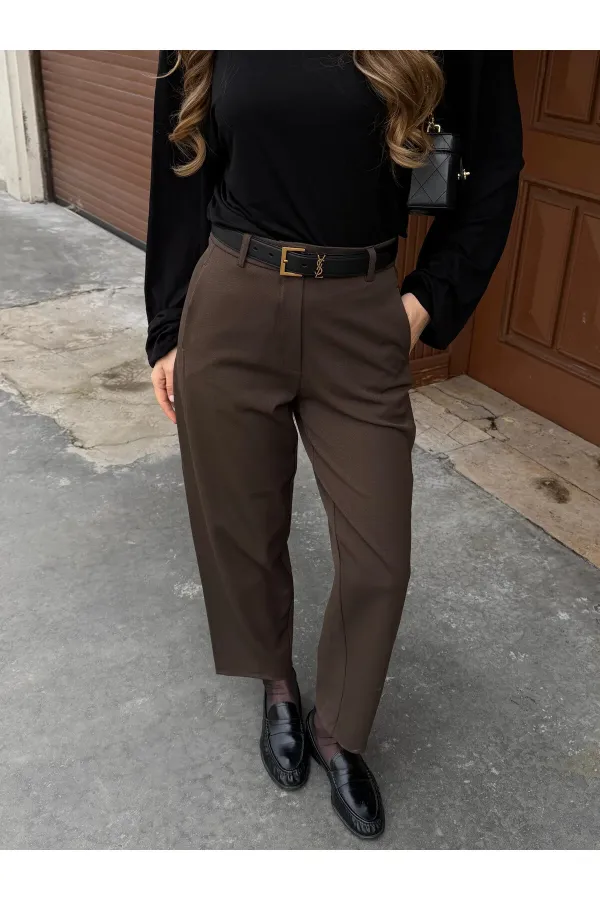 Brown Classic Straight Cut Trousers - 9957 Brown Classic Straight Cut Trousers - 9957