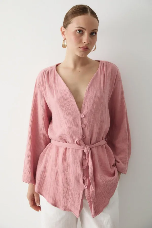 Pink Multi-Button Kimono