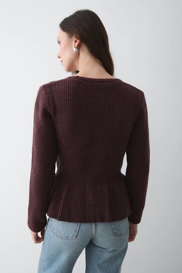 Gilet plissé bordeaux à 3 boutons - 251065