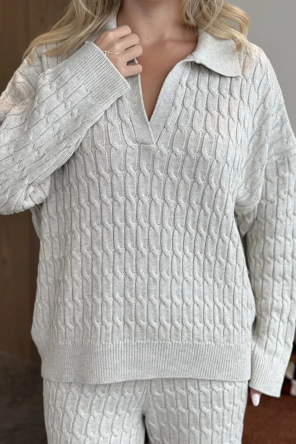 Ensemble pull en maille beige - 98074