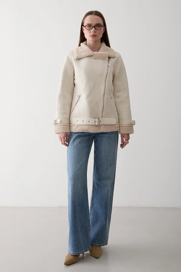 Off-white fur-lined coat Off-white fur-lined coat