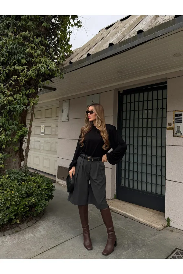 Antrasit Bermuda Şort - 40589