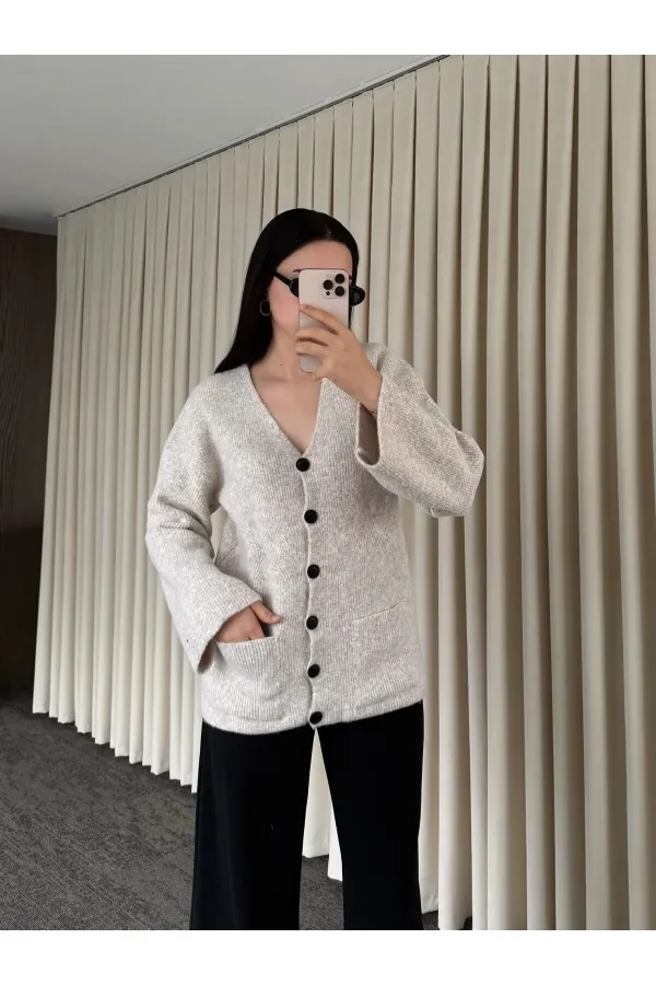 Taş Düğmeli Basic Hırka - 4622