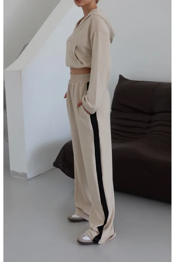 Stone Hooded Trimmed Set - 8569