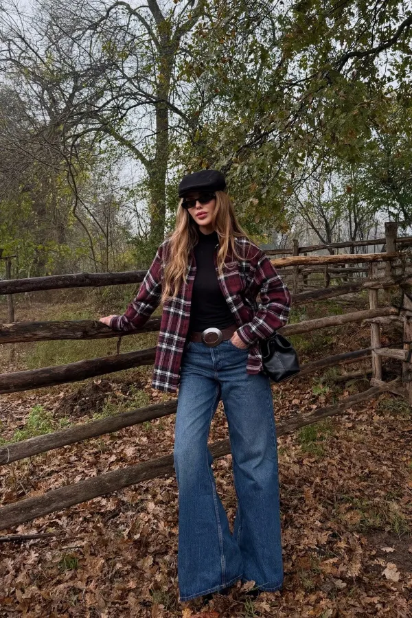 Bordo - Siyah Ekoseli Gömlek - 251065