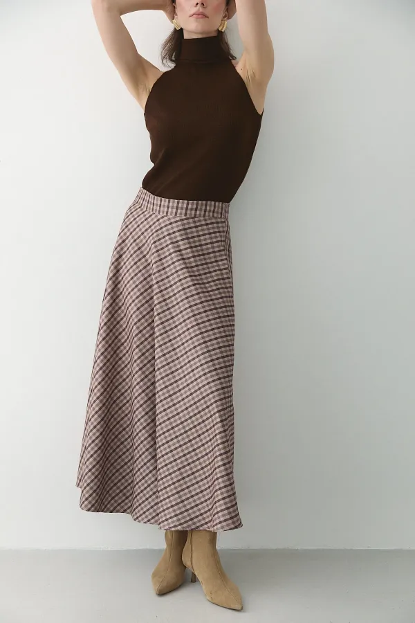 Brown Plaid Skirt