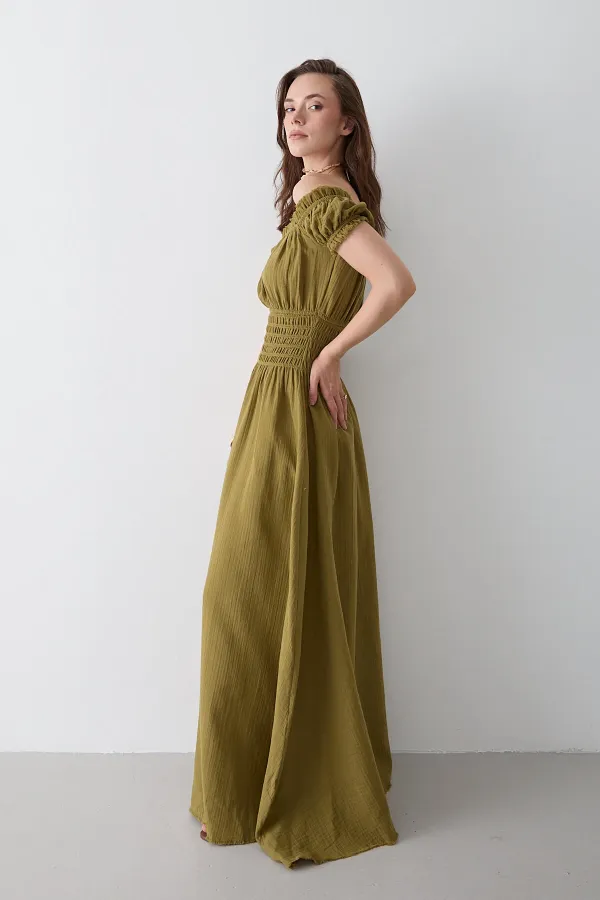 Khaki Ruched Dress - 2002