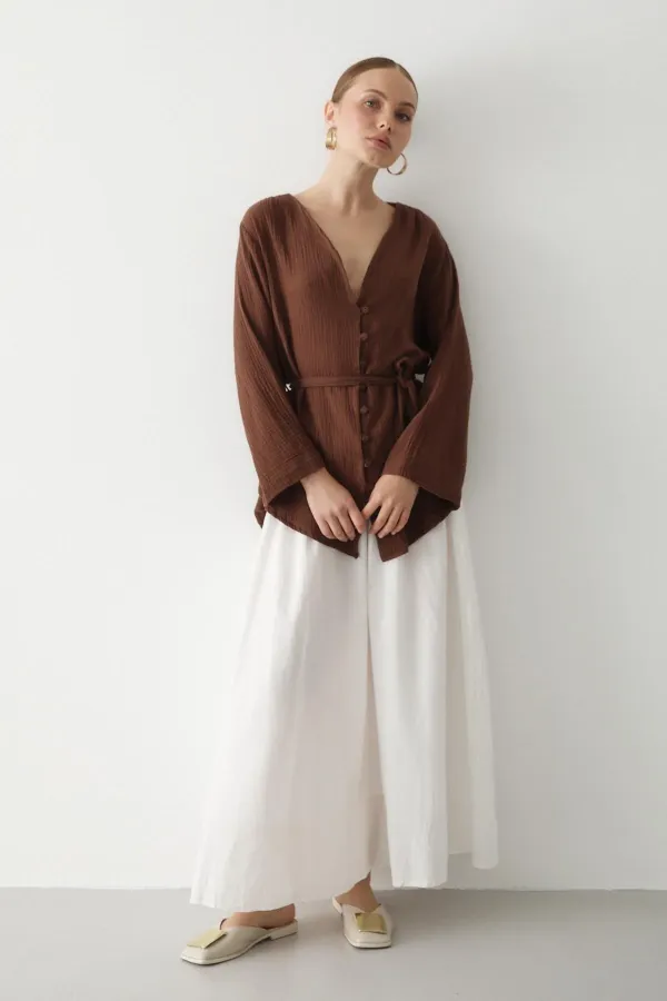 Brown Multi-Button Kimono Brown Multi-Button Kimono