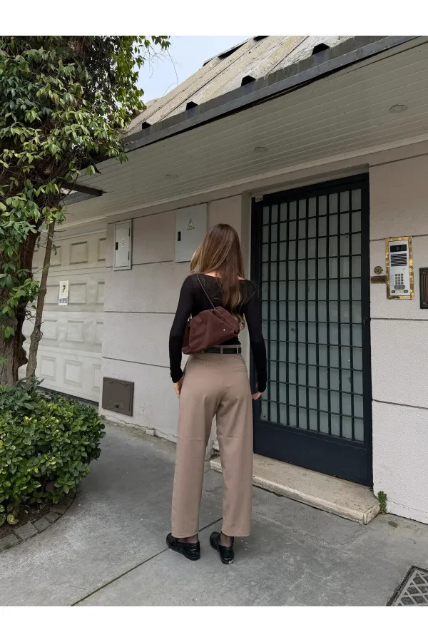 Açık Bej Klasik Düz Kesim Pantolon - 9957