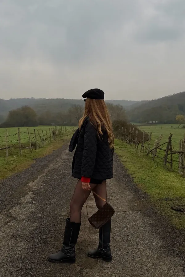 Siyah Kapitone Şallı Mont - 0762