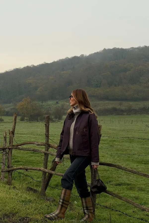 Bordo Cepli Kadife Yaka Ceket - 5124