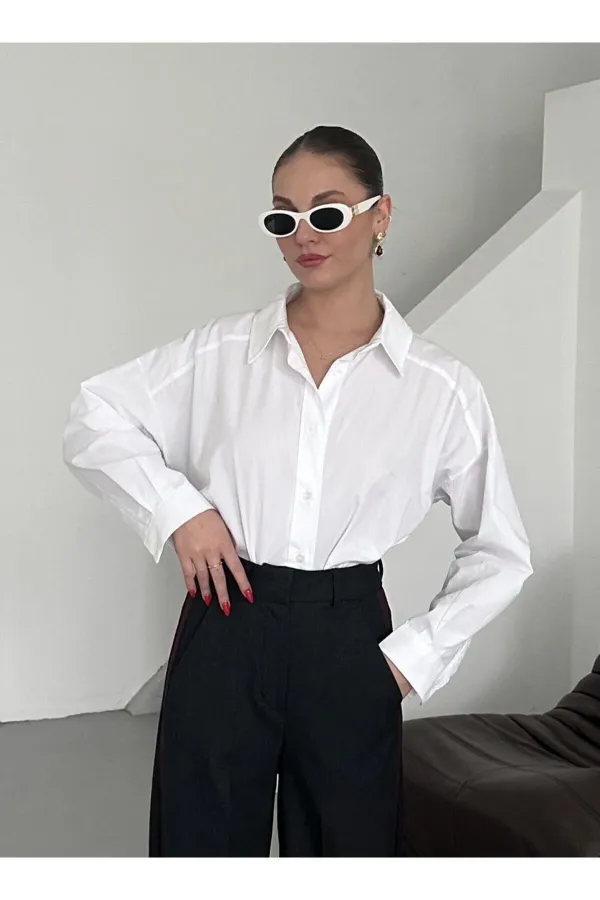 Beyaz Poplin Gömlek - 4943