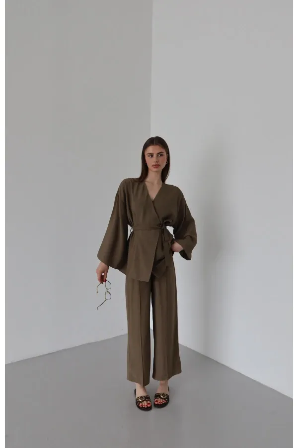 Brown Tie-Up Kimono Set Brown Tie-Up Kimono Set