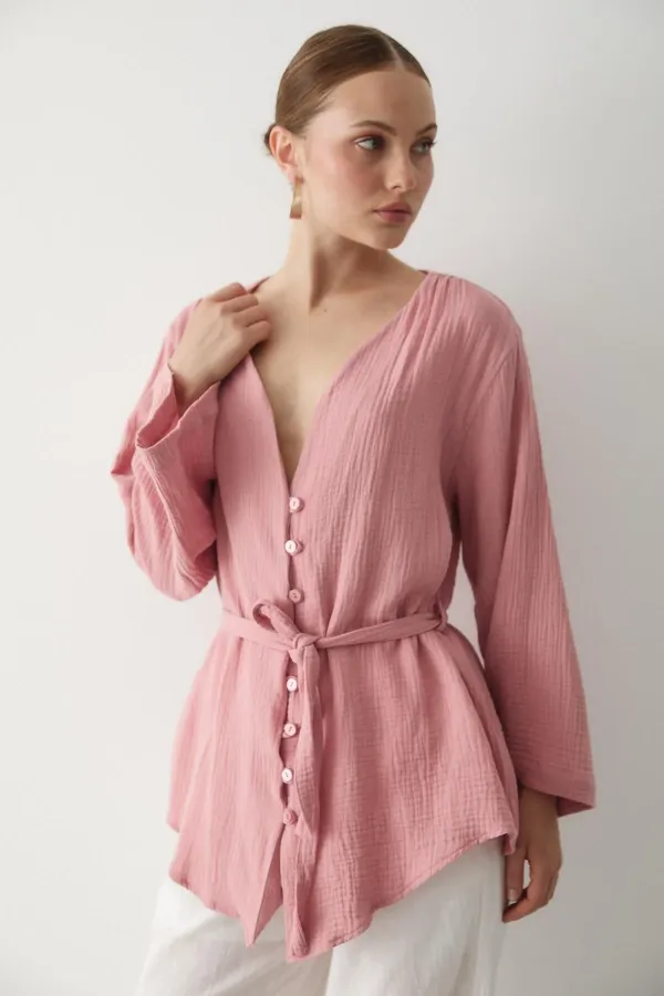 Pink Multi-Button Kimono