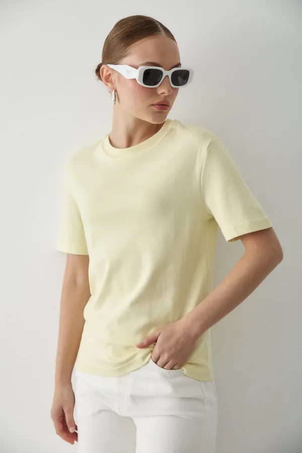 Sarı Basic Tshirt - 1075