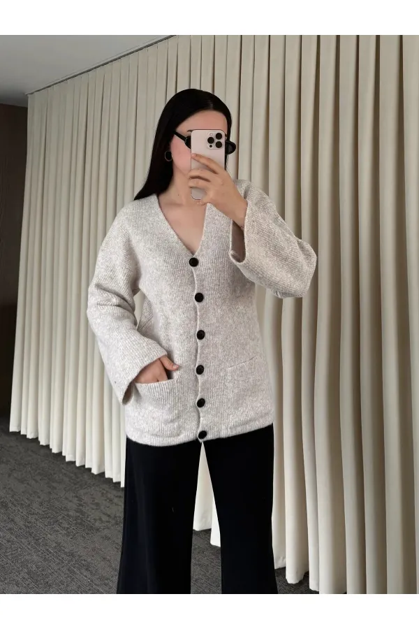 Taş Düğmeli Basic Hırka - 4622