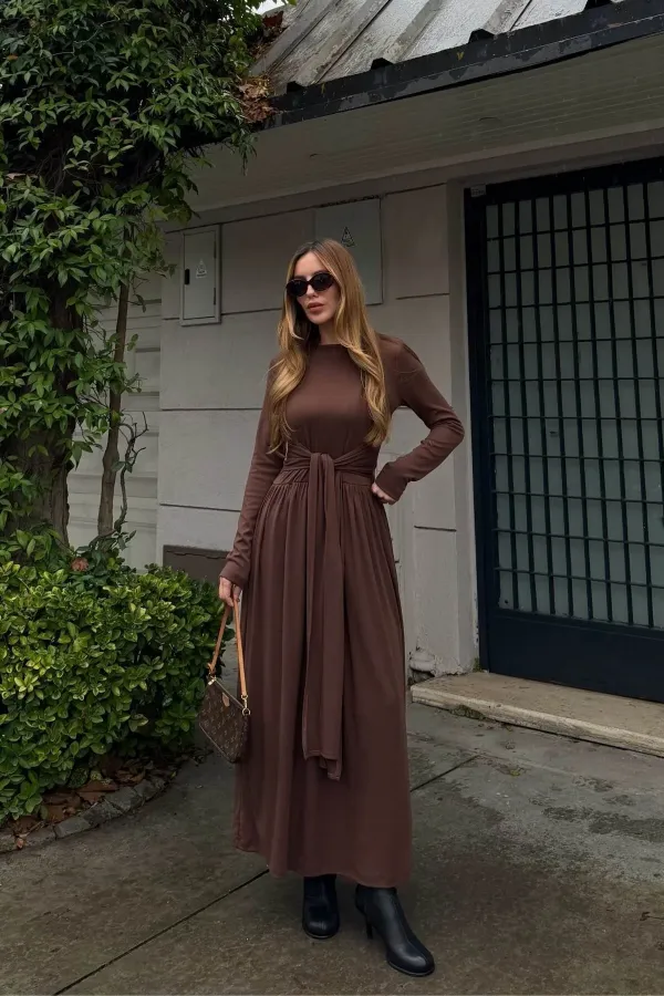 Robe marron à nouer - 4988