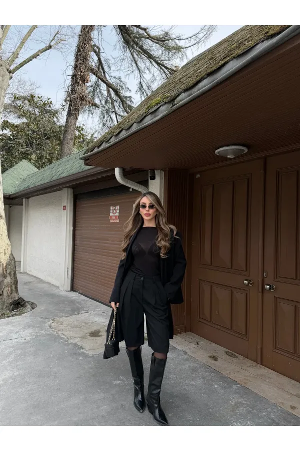 Siyah Bermuda Şort - 40589