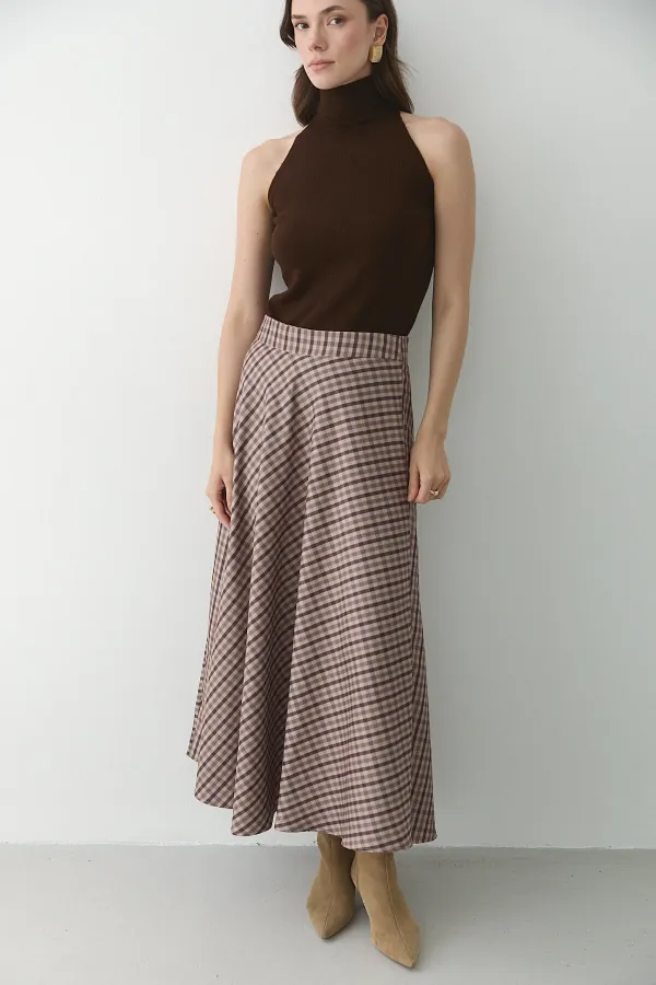 Brown Plaid Skirt