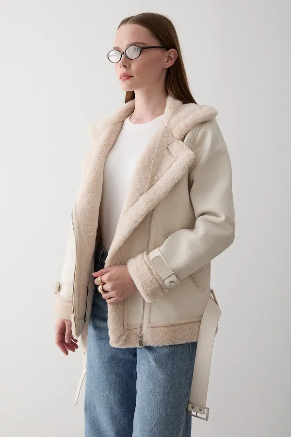 Off-white fur-lined coat Off-white fur-lined coat