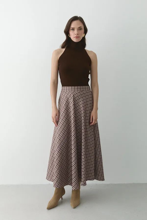 Brown Plaid Skirt