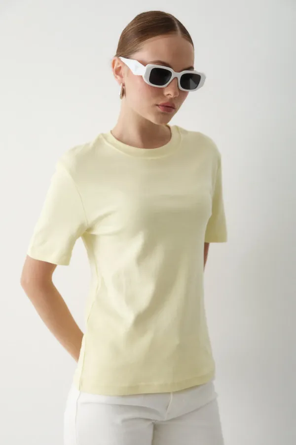 Sarı Basic Tshirt - 1075