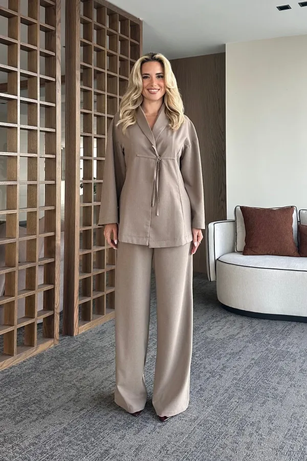 Ensemble chemisier et pantalon en vison - 8767