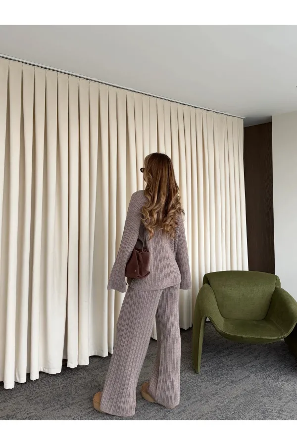 Ensemble pull en maille vison - 98078